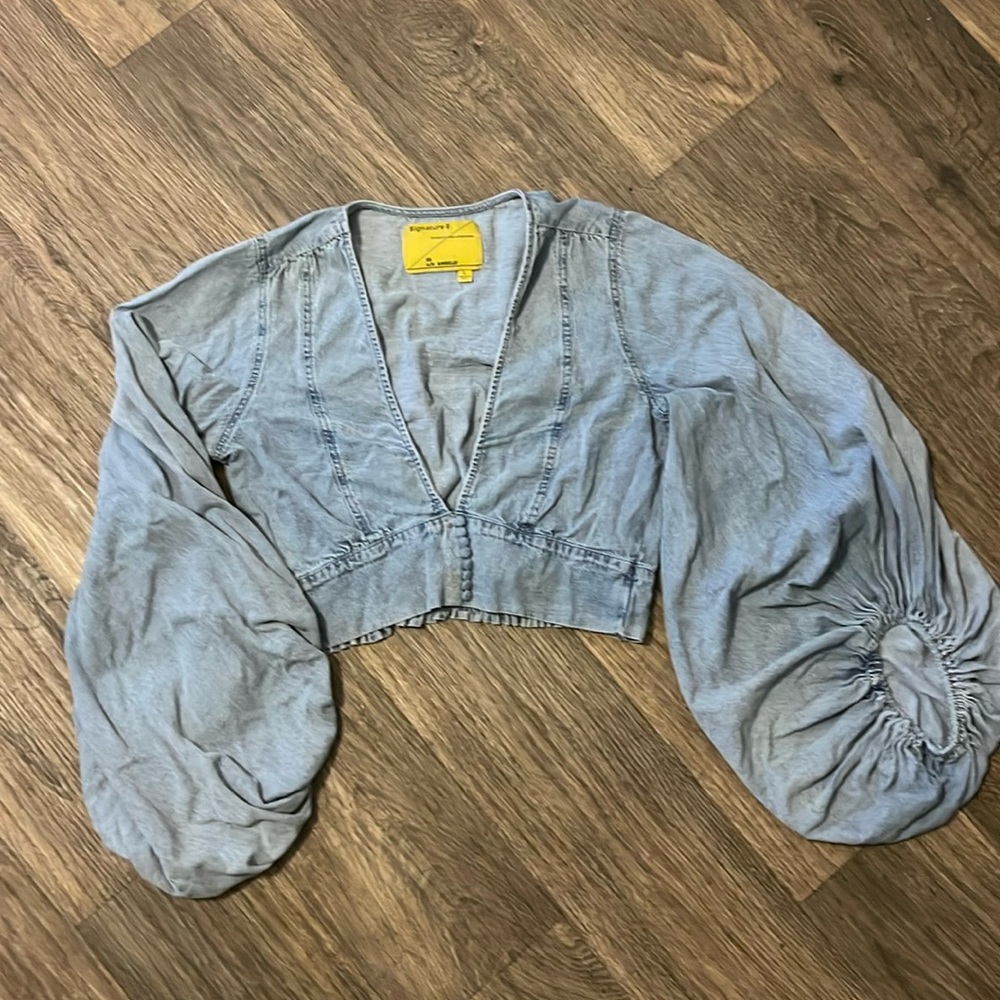 Jean cropped blouse